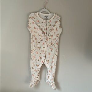 Carter's White and Pink Floral Footie One Piece